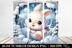 Cute Baby Rabbit in Winter Clipart, High-Res 20 Oz Tumbler Product Image 2
