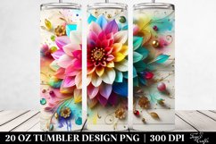 20 Oz Tumbler Sublimation | Colorful Dahlia with Floral Product Image 2