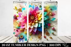 20 Oz Tumbler Sublimation | Colorful Dahlia with Floral Product Image 2
