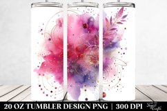20 Oz Tumbler Sublimation | Colorful Magenta Watercolor Product Image 2