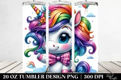 Vibrant Playing Cute Unicorn 20 Oz Tumbler Product Image 2