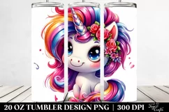Vibrant Playing Cute Unicorn 20 Oz Tumbler Product Image 2