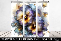 20 Oz Tumbler Sublimation | Shiny Pansy with Golden Product Image 2