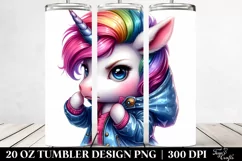 Baby Unicorn Posing with Cool Haircut, Transparent 20 Oz Product Image 2