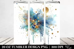 20 Oz Tumbler Sublimation | Colorful Blueis Watercolor Product Image 2