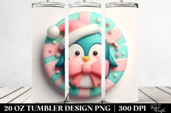 Pastel 3D Christmas Bow with Penguin 20 Oz Tumbler Product Image 2