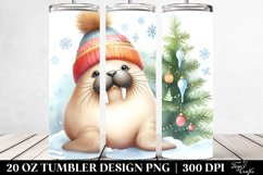 Baby Walrus with Christmas Tree, Clipart 20 Oz Tumbler Product Image 2