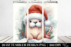 Cute Walrus with Christmas Tree 20 Oz Tumbler Product Image 2