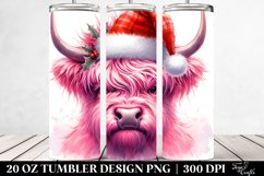 Highland Cow with Santa Hat, Clipart 20 Oz Tumbler Product Image 2