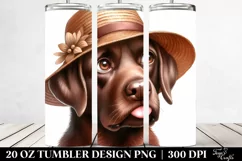 Brown Labrador with Sun Hat on 20 oz Tumbler Product Image 2