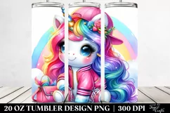 Vibrant Cute Unicorn Dressed | 20 oz Tumbler Product Image 2