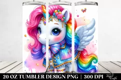 Vibrant Cute Unicorn Dressed | 20 oz Tumbler Product Image 2
