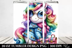 Vibrant Cute Unicorn Dressed | 20 oz Tumbler Product Image 2