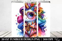Vibrant Cute Unicorn Dressed | 20 oz Tumbler Product Image 2