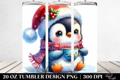 Winter Penguin with Santa Hat PNG Product Image 2