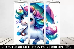 Watercolor Contempt Unicorn with Umbrella, Transparent 20 Oz Product Image 2