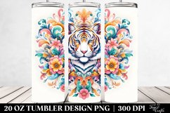 Colorful Pastel Tigerfloral,White | 20 Oz Tumbler Product Image 2