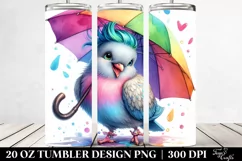 Watercolor Excited Dove with Umbrella, Transparent 20 Oz Product Image 2
