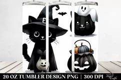 Simple Halloween Clipart with Black Cat, Watercolor 20 Oz Product Image 2