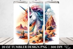 Colorful Unicorn Desert Scene. 20 oz Tumbler Design Product Image 2