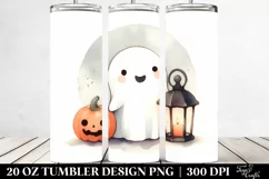 Cute Ghost with Lantern Watercolor | 20 oz Tumbler Product Image 2