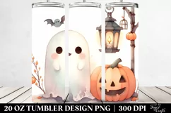 Cute Ghost with Lantern Watercolor | 20 oz Tumbler Product Image 2