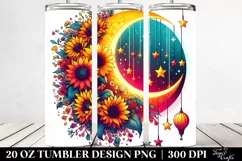 Retro Vibrant Half Moon with Stars | 20 oz Tumbler Product Image 2