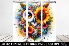 Vibrant Owl and Flowers | 20 oz Tumbler Product Image 2