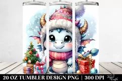 Cute Winter Baby Dragon Clipart, Transparent 20 Oz Tumbler Product Image 2