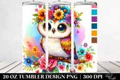 Cartoon Owl with Flower Crown, Transparent 20 Oz Tumbler Product Image 2
