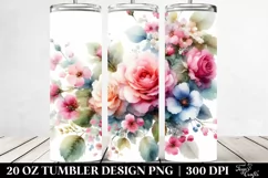 Washed Watercolor Pink Roses | 20 oz Tumbler Product Image 2