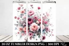 Washed Watercolor Pink Roses | 20 oz Tumbler Product Image 2