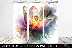 20 Oz Tumbler Sublimation | Shiny Tulip with Golden Product Image 2