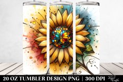 20 Oz Tumbler Sublimation | Wooden Sunflower with Metallic Product Image 2