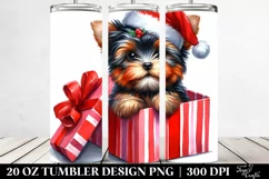 Christmas Yorkshire Terrier with Santa Hat PNG Product Image 2