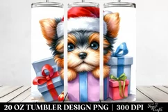 Christmas Yorkshire Terrier with Santa Hat PNG Product Image 2