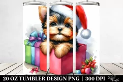Christmas Yorkshire Terrier with Santa Hat PNG Product Image 2
