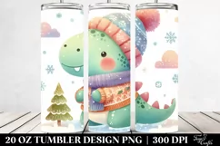 Dinosaur in Winter Clipart 20 Oz Tumbler Product Image 2