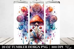 Vibrant Magical Mushroom Clipart, Transparent 20 Oz Tumbler Product Image 2
