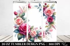 Washed Watercolor Floral Frame | 20 oz Tumbler Product Image 2