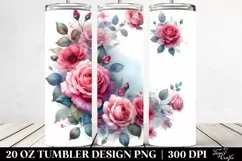 Washed Watercolor Floral Frame | 20 oz Tumbler Product Image 2