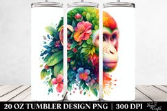 Vibrant Monkey Plant Leaves Flowers. 20 oz Tumbler Design Product Image 2