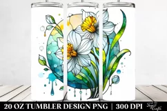 Round Watercolor Splash Floral Tumbler Product Image 2