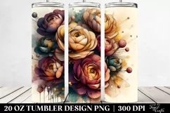 Wooden Stained Ranunculus. 20 oz Tumbler Design Product Image 2