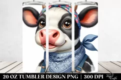 Watercolor Cow Portrait Tumbler Product Image 2