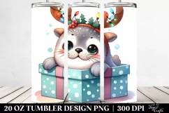 Christmas Seal with Reindeer Horns PNG Product Image 2