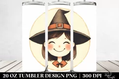 Watercolor Vintage Smiling Witch | 20 oz Tumbler Product Image 2