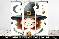 Watercolor Vintage Smiling Witch | 20 oz Tumbler Product Image 2