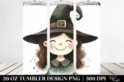 Watercolor Vintage Smiling Witch | 20 oz Tumbler Product Image 2