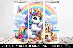 Colorful Baby Unicorn Building a Sandcastle. 20 Oz Tumbler Product Image 2